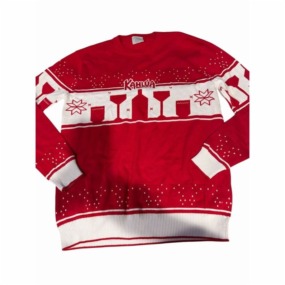 Kahlua Women's Holiday Sweater Red White Nordic Christmas One Size
